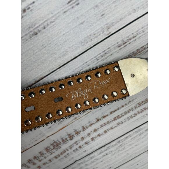Blazing Roxx Black Studded Rhinestone Belt Cowgirl Western Medium Bling Leather - Picture 6 of 6